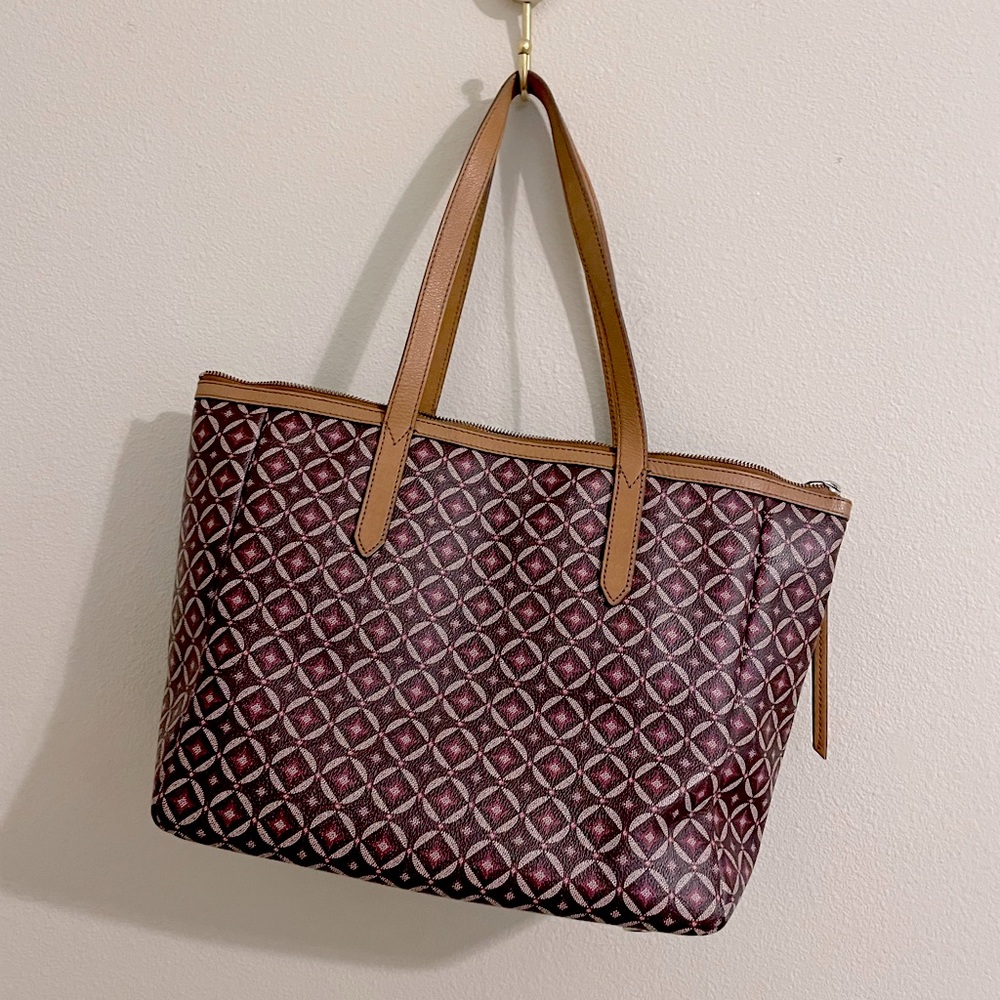 FOSSIL Sydney Shopper Tote Geometric Shoulder Bag